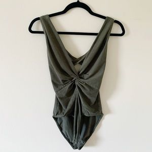Olive Velvet Bodysuit